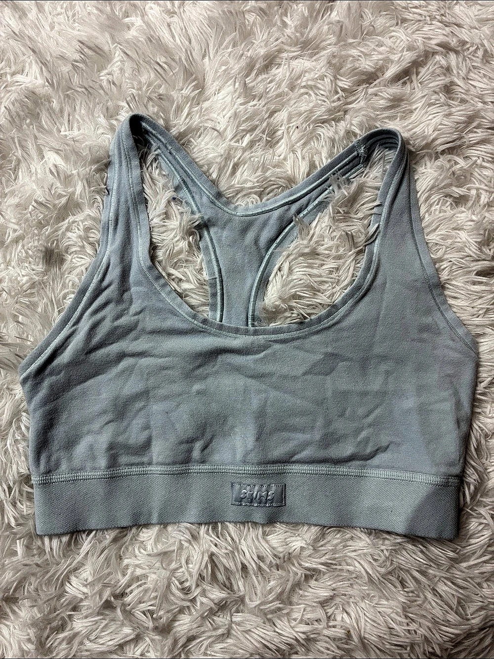 SKIMS Cotton Rib Racerback Bralette Sports Bra Blue Medium